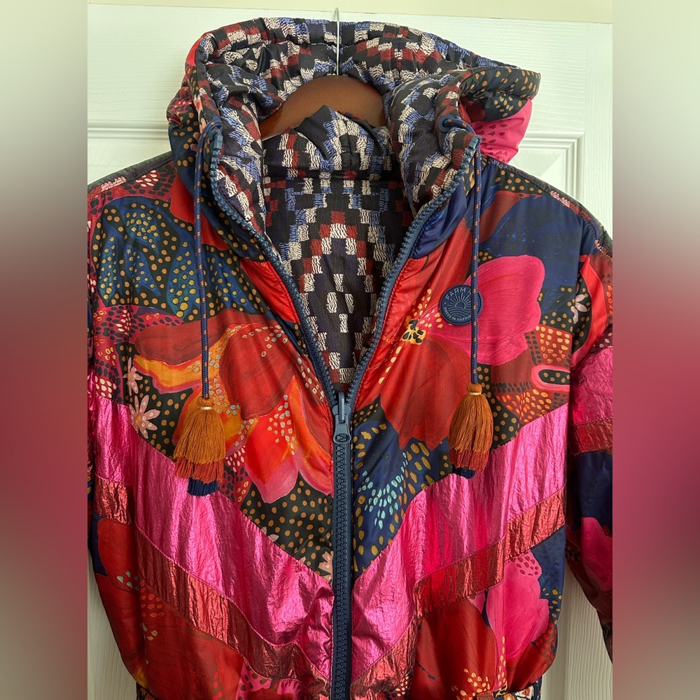 Farm Rio reversible hooded puffer - M - statement jacket - Picture 10 of 17